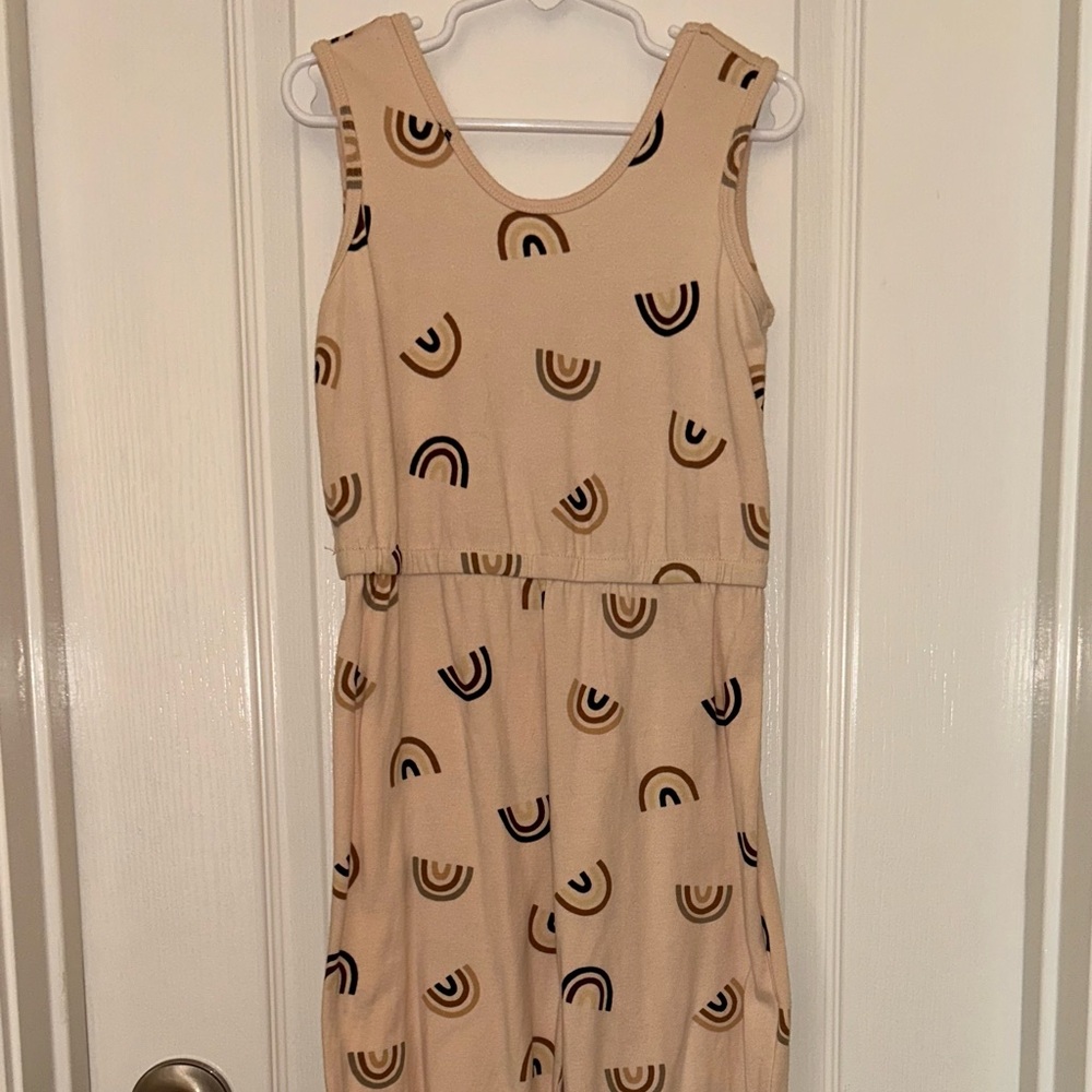 Alice + Ames Beige Jumpsuit with with Rainbow Pattern